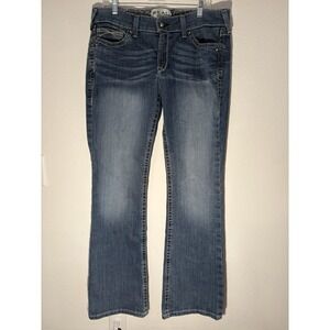 Ariat Men's Jeans Mid Rise Boot Cut Sz 32R Western Medium Wash Stitch Detail